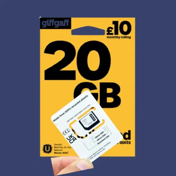 GiffGaff Uk Sim Card Yellow Package